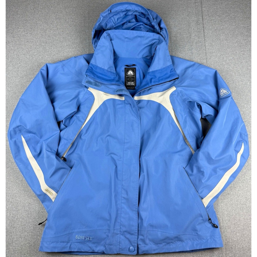 Vintage Nike ACG Gore-Tex Womens M Blue Hooded Ski Snow Jacket 90s Y2K